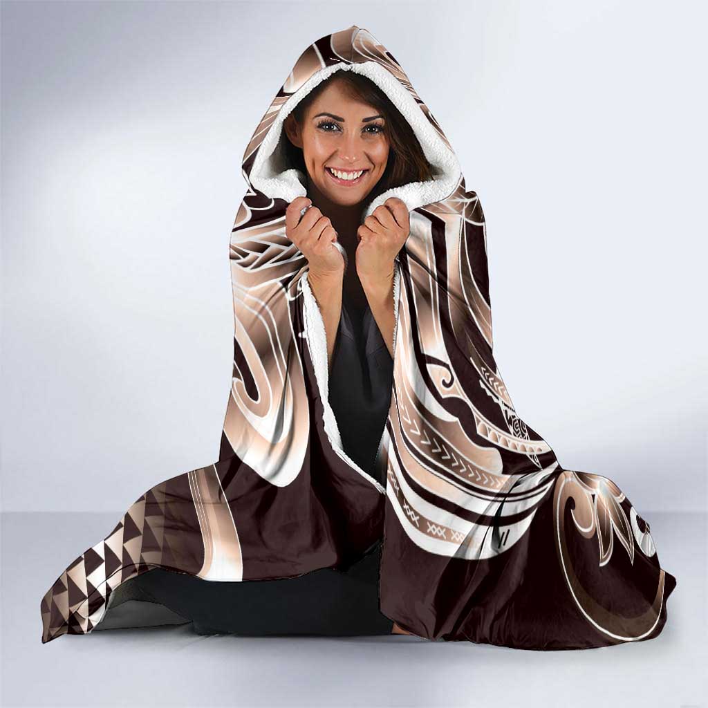 Aloha Mocha Mousse Tribal Honu Tattoo Hooded Blanket LT9 - Polynesian Pride