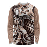 Aloha Mocha Mousse Tribal Honu Tattoo Long Sleeve Shirt LT9 Unisex Mocha Mousse - Polynesian Pride