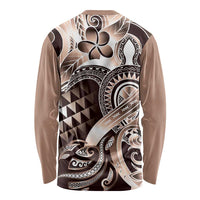 Aloha Mocha Mousse Tribal Honu Tattoo Long Sleeve Shirt LT9 - Polynesian Pride