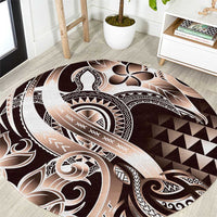Aloha Mocha Mousse Tribal Honu Tattoo Round Carpet LT9 Mocha Mousse - Polynesian Pride