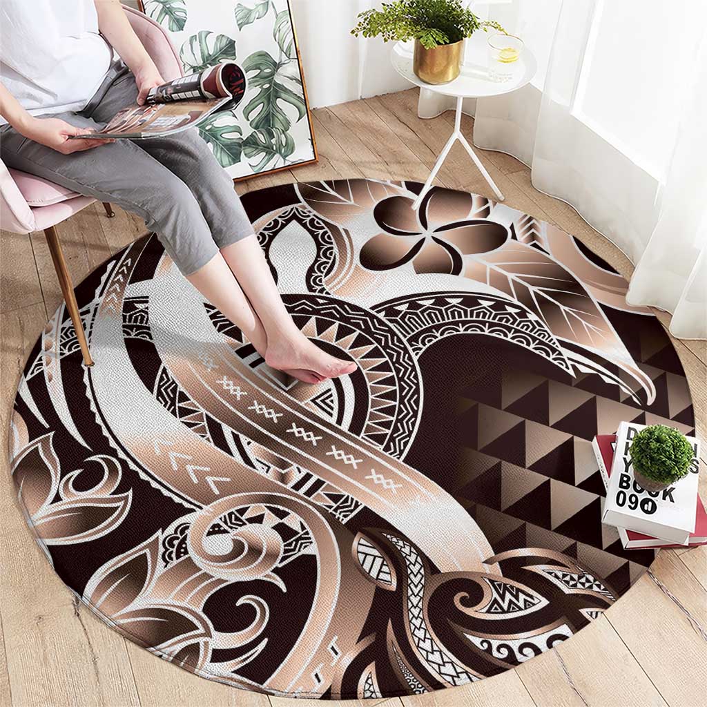 Aloha Mocha Mousse Tribal Honu Tattoo Round Carpet LT9 - Polynesian Pride