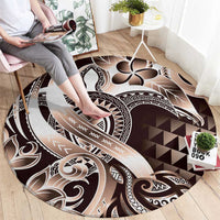 Aloha Mocha Mousse Tribal Honu Tattoo Round Carpet LT9 - Polynesian Pride