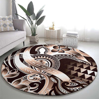 Aloha Mocha Mousse Tribal Honu Tattoo Round Carpet LT9 - Polynesian Pride