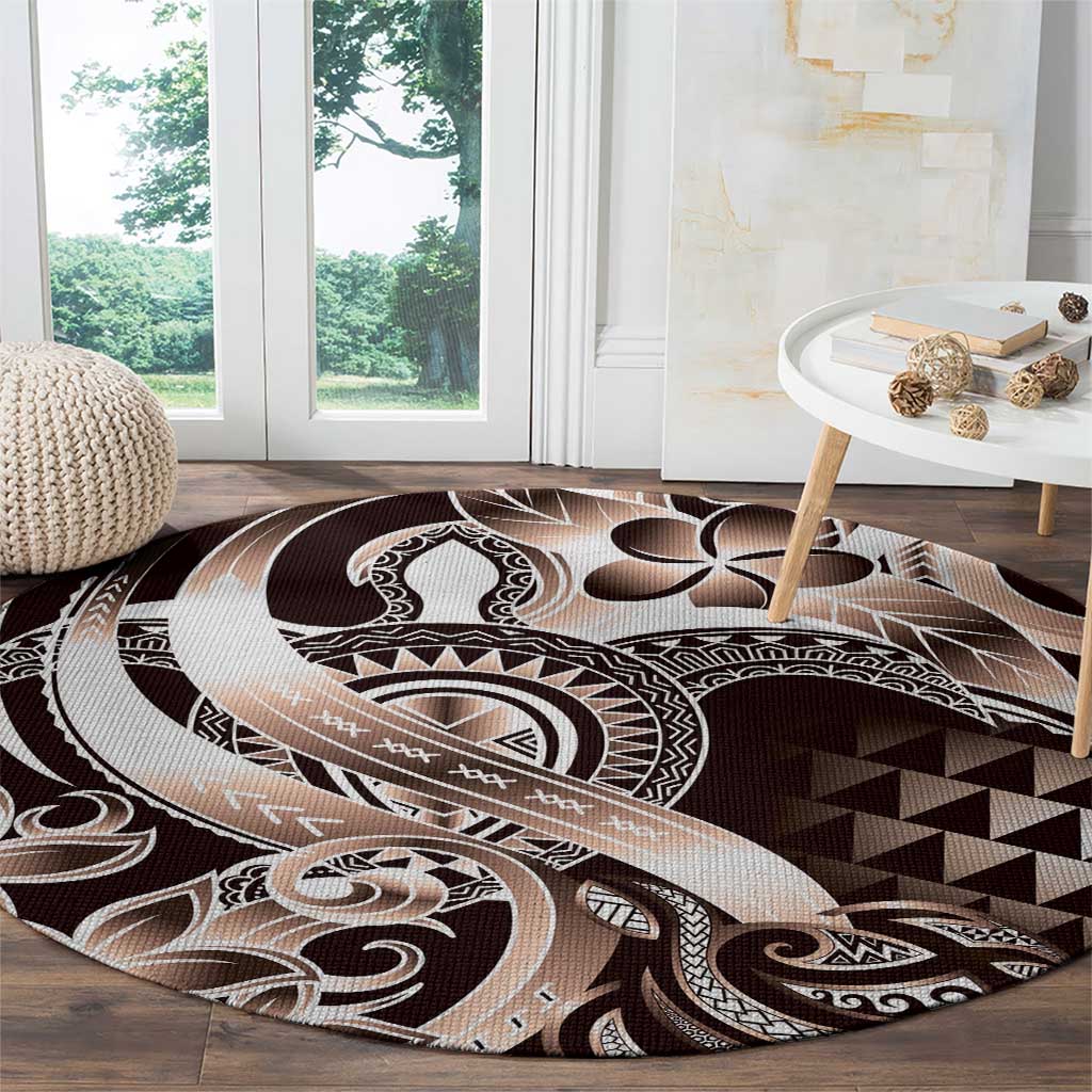 Aloha Mocha Mousse Tribal Honu Tattoo Round Carpet LT9 - Polynesian Pride