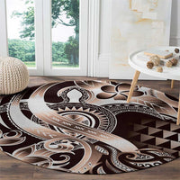 Aloha Mocha Mousse Tribal Honu Tattoo Round Carpet LT9 - Polynesian Pride