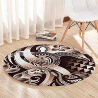 Aloha Mocha Mousse Tribal Honu Tattoo Round Carpet LT9 - Polynesian Pride