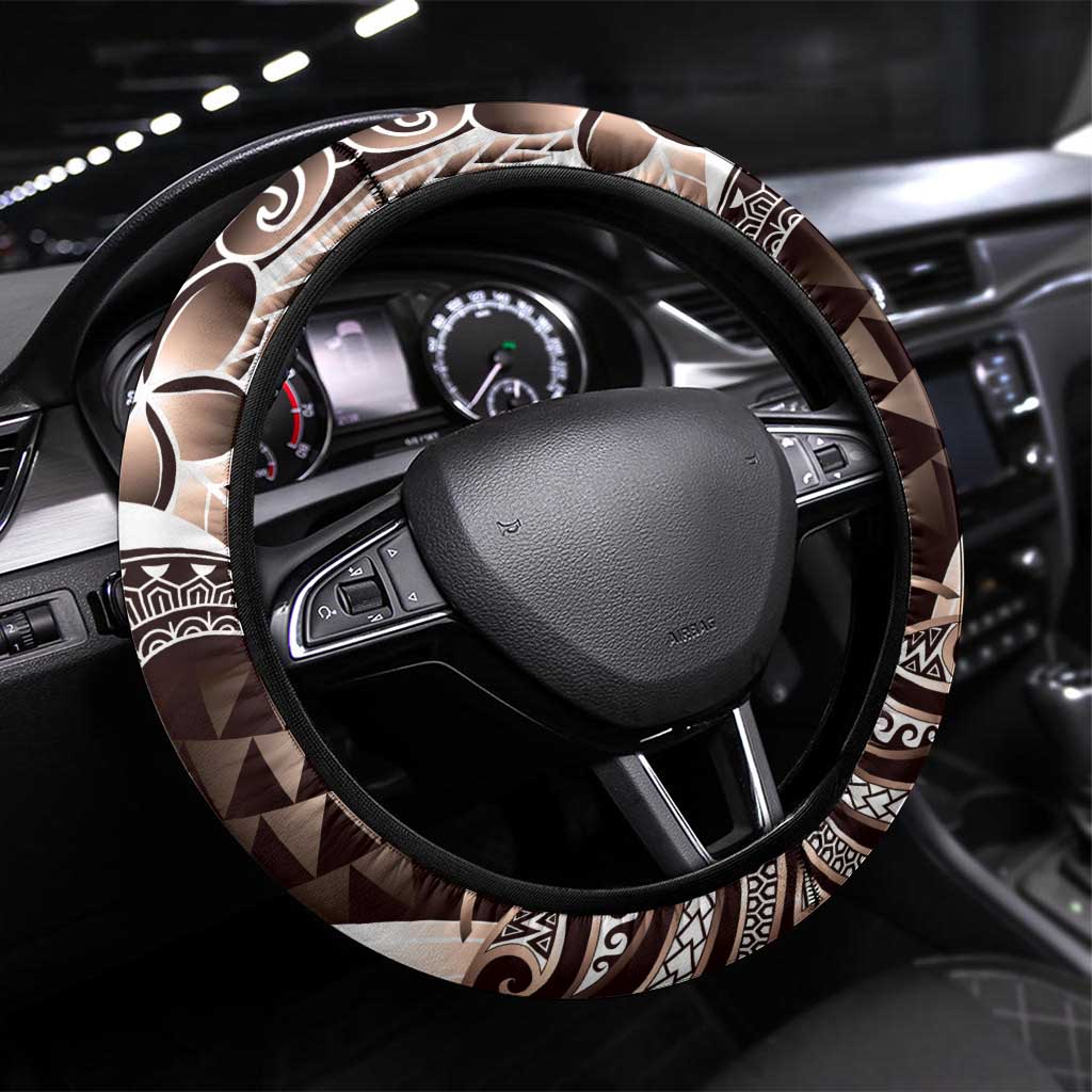 Aloha Mocha Mousse Tribal Honu Tattoo Steering Wheel Cover