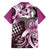 Aloha Pink Tribal Honu Tattoo Family Matching Off The Shoulder Long Sleeve Dress and Hawaiian Shirt