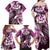 Aloha Pink Tribal Honu Tattoo Family Matching Off Shoulder Maxi Dress and Hawaiian Shirt