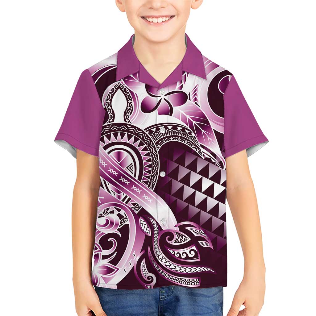 Aloha Pink Tribal Honu Tattoo Kid Hawaiian Shirt LT9 Kid Pink - Polynesian Pride