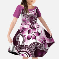 Aloha Pink Tribal Honu Tattoo Kid Short Sleeve Dress LT9 KID Pink - Polynesian Pride