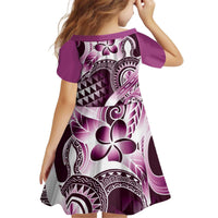 Aloha Pink Tribal Honu Tattoo Kid Short Sleeve Dress LT9 - Polynesian Pride
