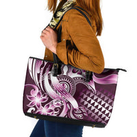 Aloha Pink Tribal Honu Tattoo Leather Tote Bag LT9 Pink - Polynesian Pride