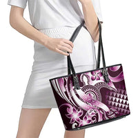 Aloha Pink Tribal Honu Tattoo Leather Tote Bag LT9 - Polynesian Pride