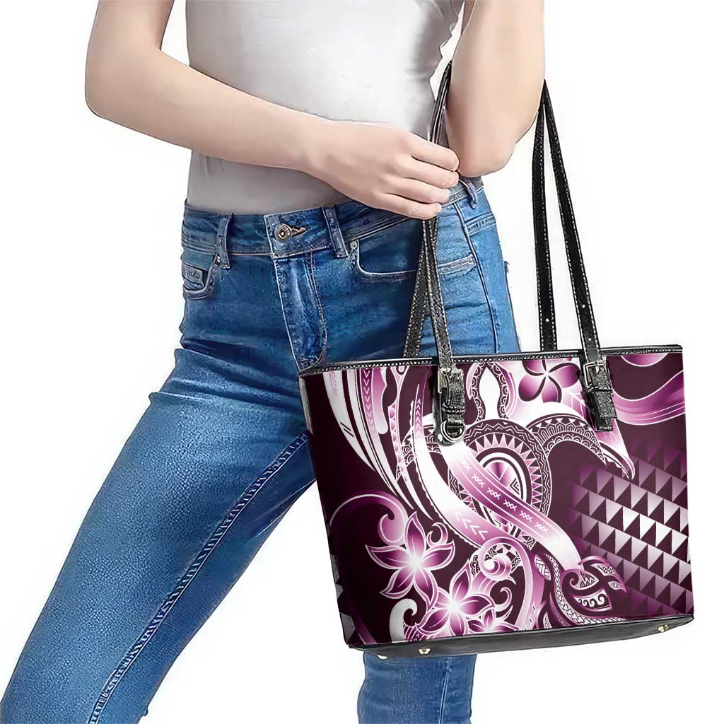 Aloha Pink Tribal Honu Tattoo Leather Tote Bag LT9 - Polynesian Pride