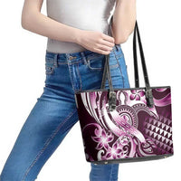 Aloha Pink Tribal Honu Tattoo Leather Tote Bag LT9 - Polynesian Pride