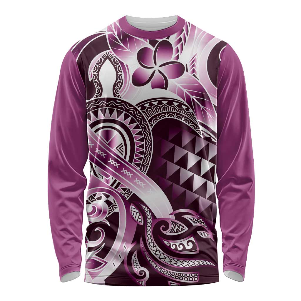 Aloha Pink Tribal Honu Tattoo Long Sleeve Shirt LT9 Unisex Pink - Polynesian Pride