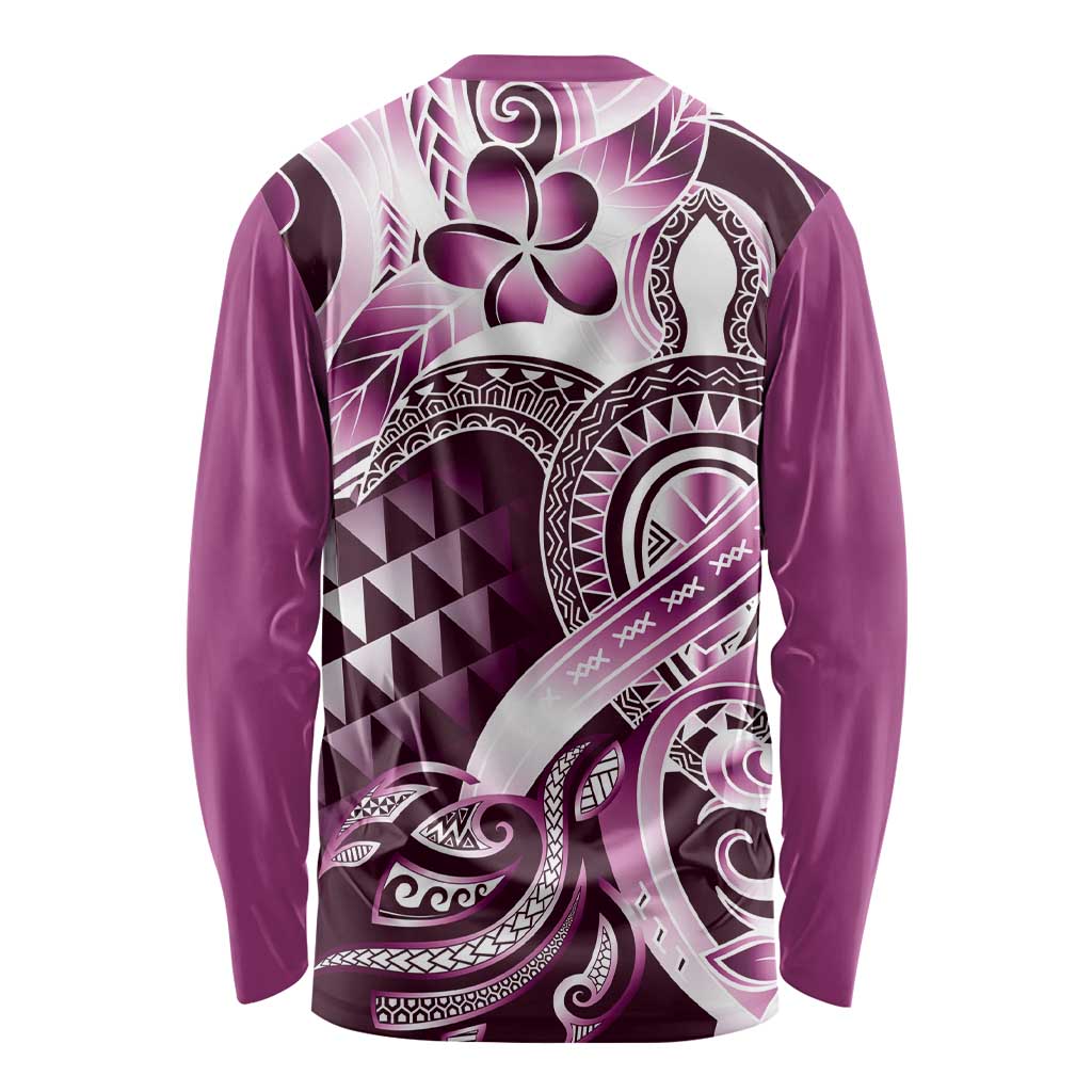 Aloha Pink Tribal Honu Tattoo Long Sleeve Shirt LT9 - Polynesian Pride