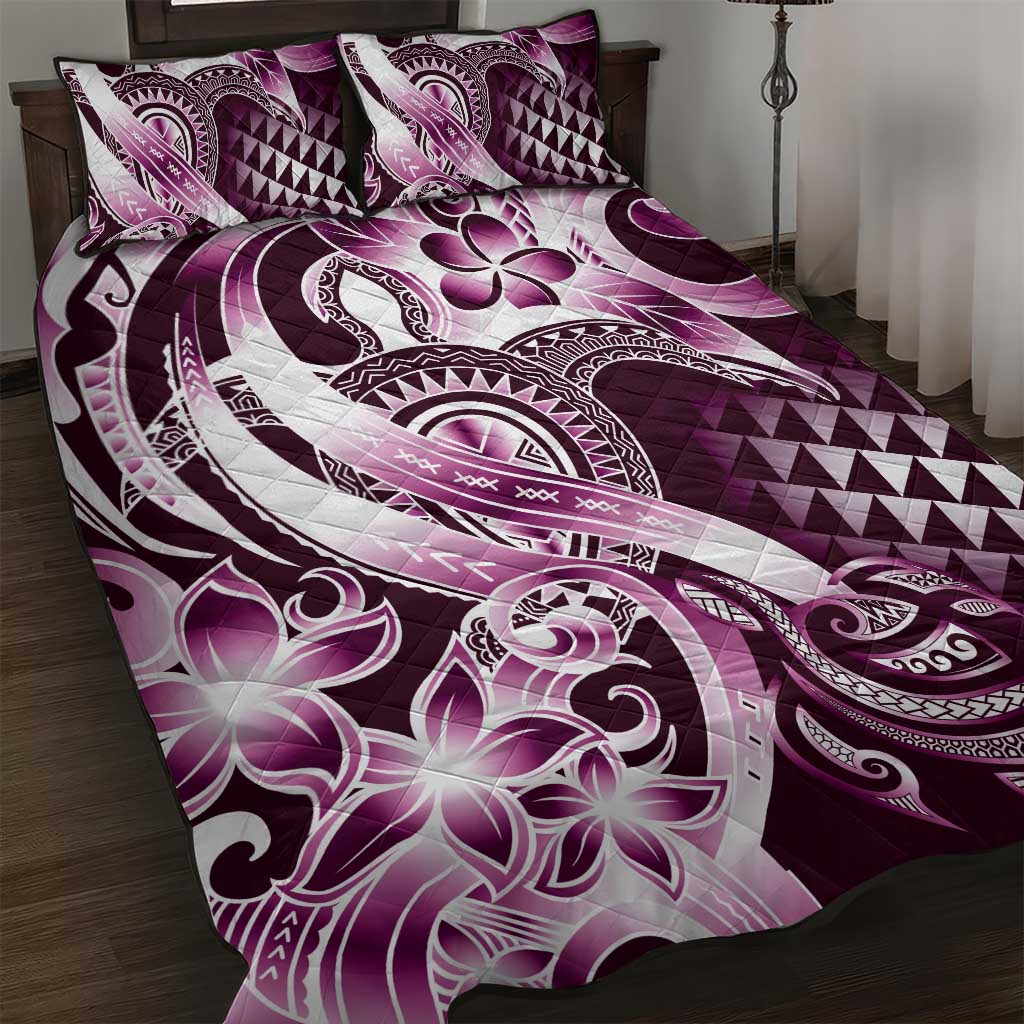 Aloha Pink Tribal Honu Tattoo Quilt Bed Set LT9 Pink - Polynesian Pride