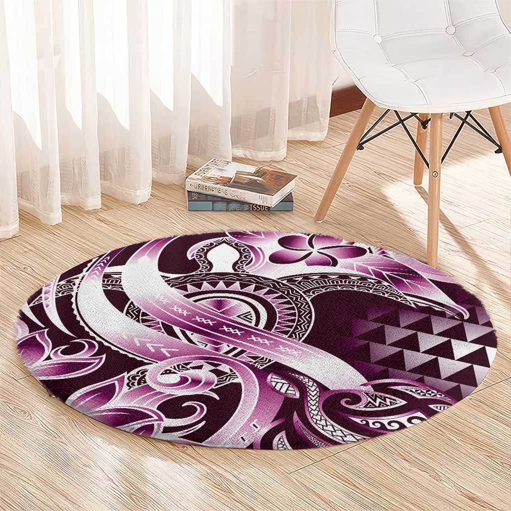 Aloha Pink Tribal Honu Tattoo Round Carpet LT9 - Polynesian Pride