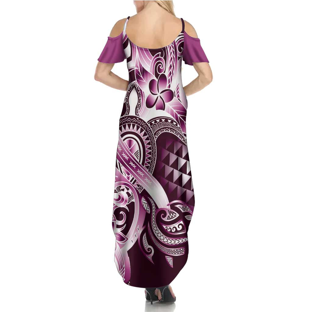 Aloha Pink Tribal Honu Tattoo Summer Maxi Dress LT9 - Polynesian Pride