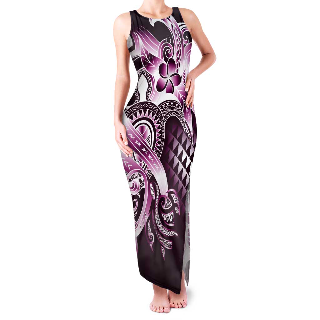 Aloha Pink Tribal Honu Tattoo Tank Maxi Dress LT9 Women Pink - Polynesian Pride