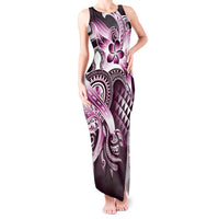 Aloha Pink Tribal Honu Tattoo Tank Maxi Dress LT9 Women Pink - Polynesian Pride