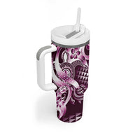 Aloha Pink Tribal Honu Tattoo Tumbler With Handle LT9 - Polynesian Pride