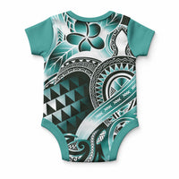 Aloha Turquoise Tribal Honu Tattoo Baby Onesie LT9 - Polynesian Pride