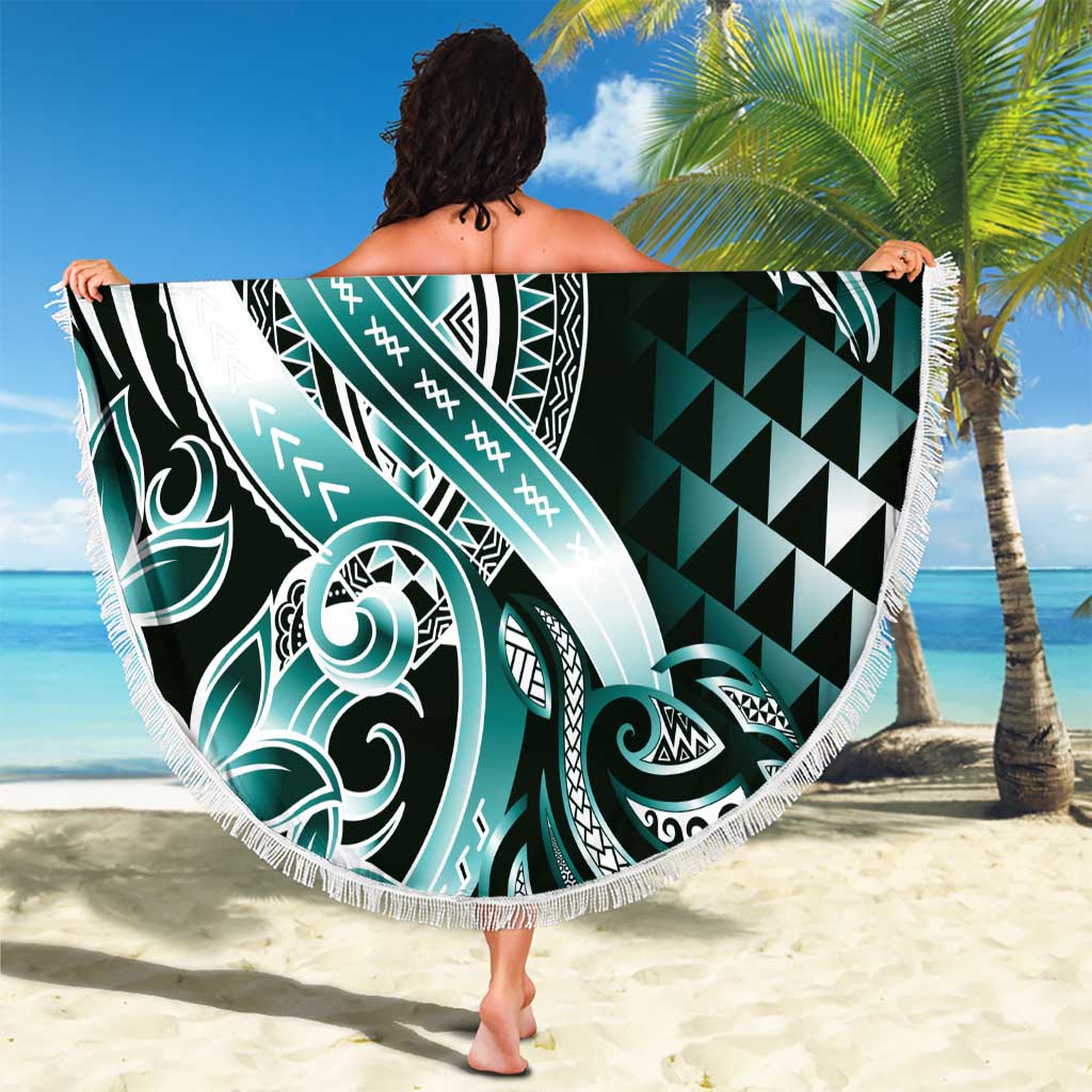 Aloha Turquoise Tribal Honu Tattoo Beach Blanket LT9 - Polynesian Pride