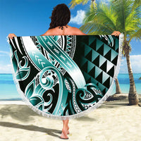 Aloha Turquoise Tribal Honu Tattoo Beach Blanket LT9 - Polynesian Pride