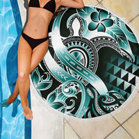 Aloha Turquoise Tribal Honu Tattoo Beach Blanket LT9 - Polynesian Pride