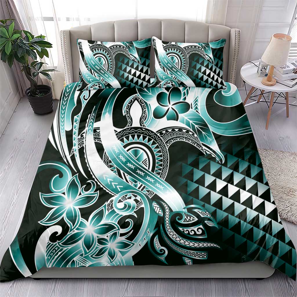 Aloha Turquoise Tribal Honu Tattoo Bedding Set LT9 - Polynesian Pride