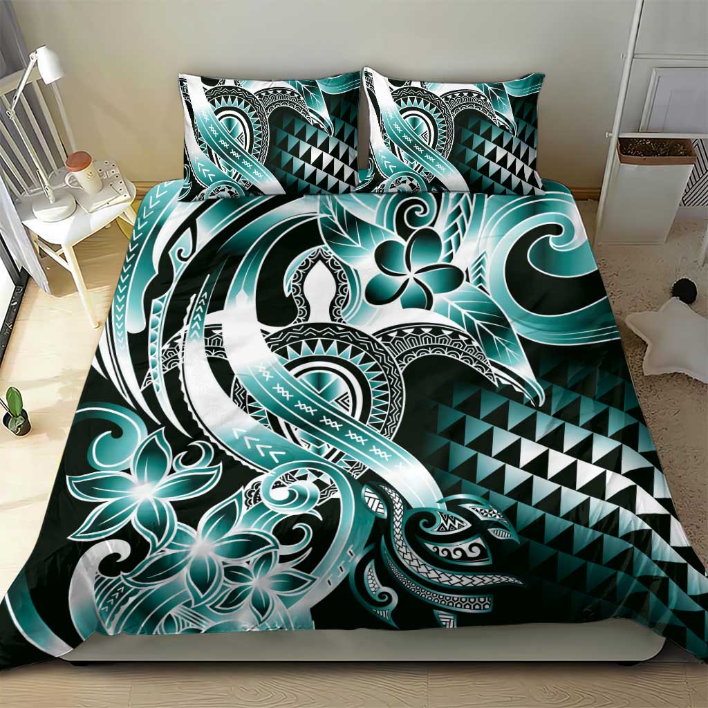 Aloha Turquoise Tribal Honu Tattoo Bedding Set LT9 - Polynesian Pride