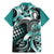 Aloha Turquoise Tribal Honu Tattoo Family Matching Mermaid Dress and Hawaiian Shirt