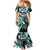 Aloha Turquoise Tribal Honu Tattoo Family Matching Mermaid Dress and Hawaiian Shirt