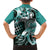 Aloha Turquoise Tribal Honu Tattoo Family Matching Off The Shoulder Long Sleeve Dress and Hawaiian Shirt