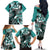 Aloha Turquoise Tribal Honu Tattoo Family Matching Off The Shoulder Long Sleeve Dress and Hawaiian Shirt