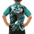 Aloha Turquoise Tribal Honu Tattoo Family Matching Off Shoulder Maxi Dress and Hawaiian Shirt