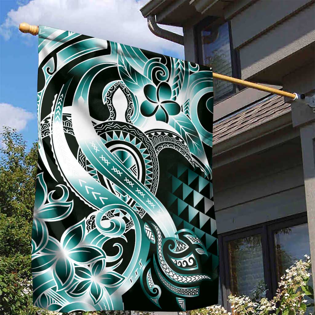 Aloha Turquoise Tribal Honu Tattoo Garden Flag LT9 - Polynesian Pride