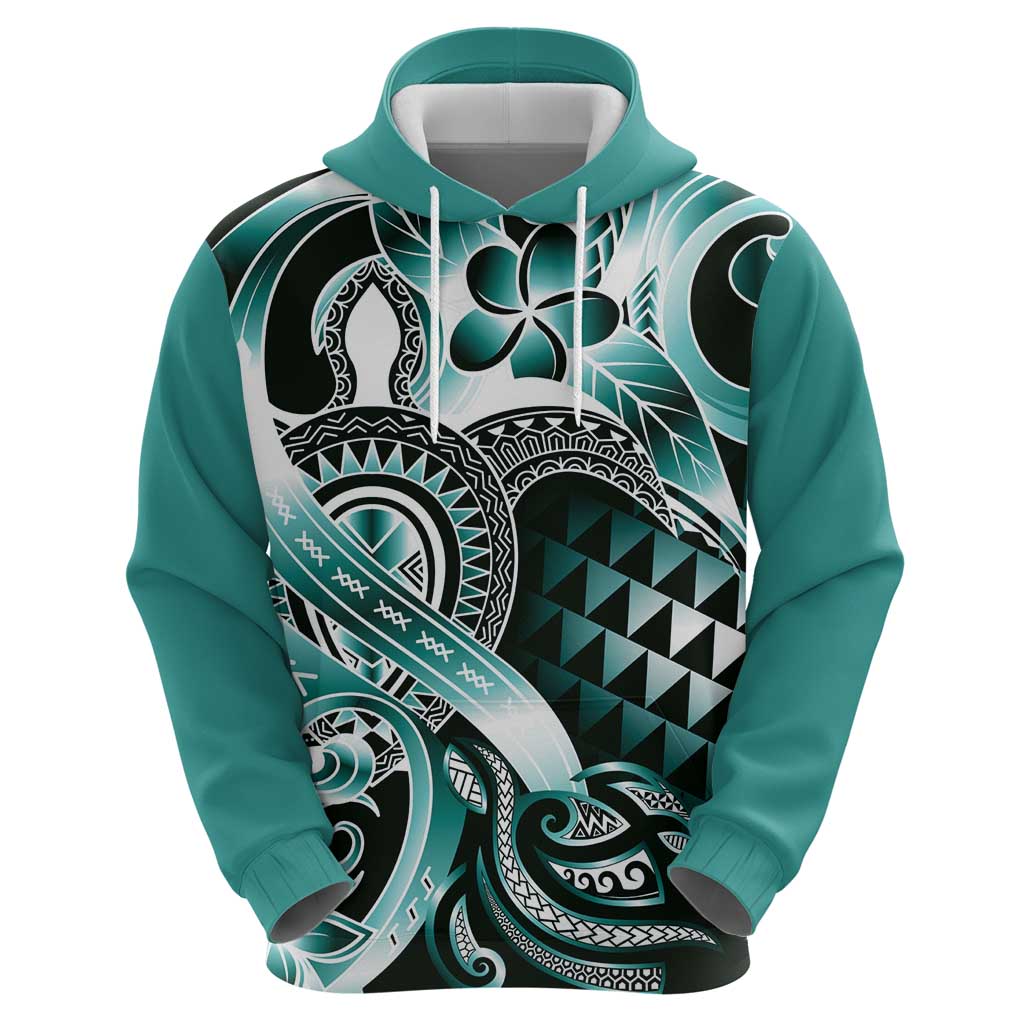 Aloha Turquoise Tribal Honu Tattoo Hoodie LT9 - Polynesian Pride