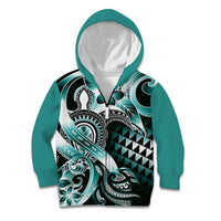 Aloha Turquoise Tribal Honu Tattoo Kid Hoodie LT9 Zip Hoodie Turquoise - Polynesian Pride