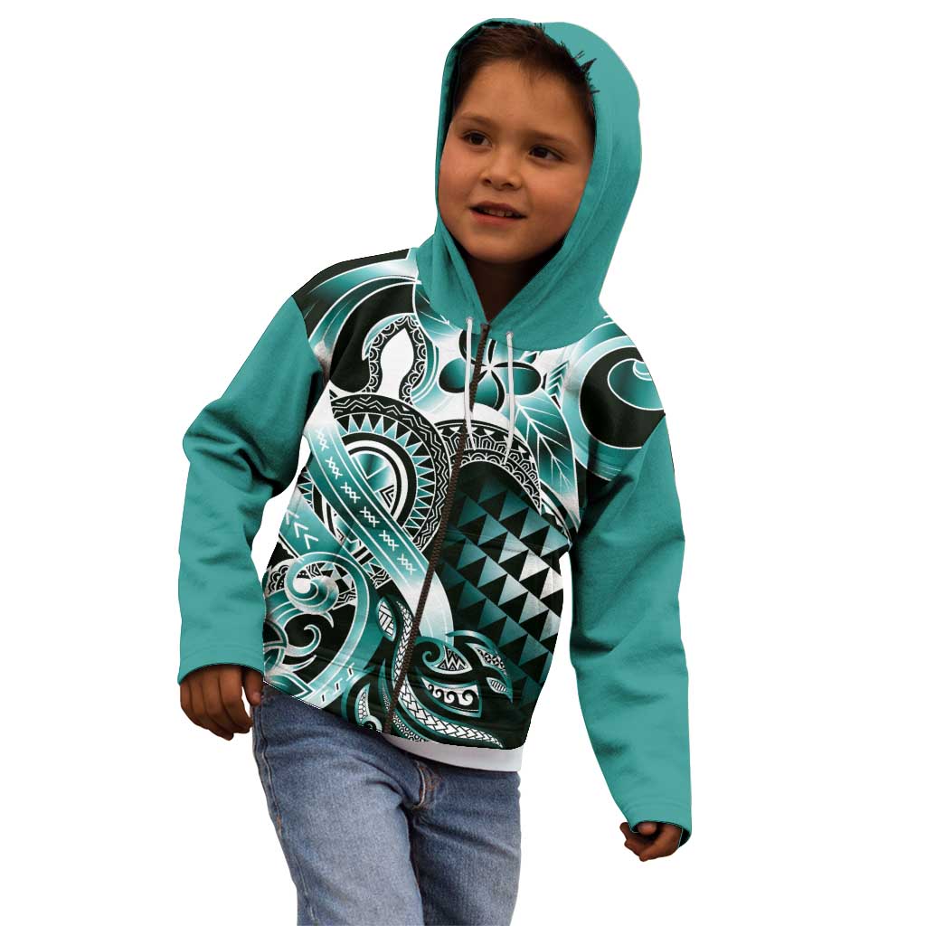 Aloha Turquoise Tribal Honu Tattoo Kid Hoodie LT9 - Polynesian Pride
