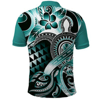 Aloha Turquoise Tribal Honu Tattoo Polo Shirt LT9 - Polynesian Pride