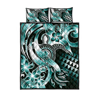 Aloha Turquoise Tribal Honu Tattoo Quilt Bed Set LT9 - Polynesian Pride