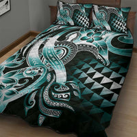 Aloha Turquoise Tribal Honu Tattoo Quilt Bed Set LT9 - Polynesian Pride