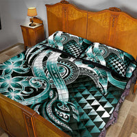 Aloha Turquoise Tribal Honu Tattoo Quilt Bed Set LT9 - Polynesian Pride