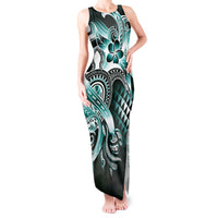 Aloha Turquoise Tribal Honu Tattoo Tank Maxi Dress LT9 Women Turquoise - Polynesian Pride