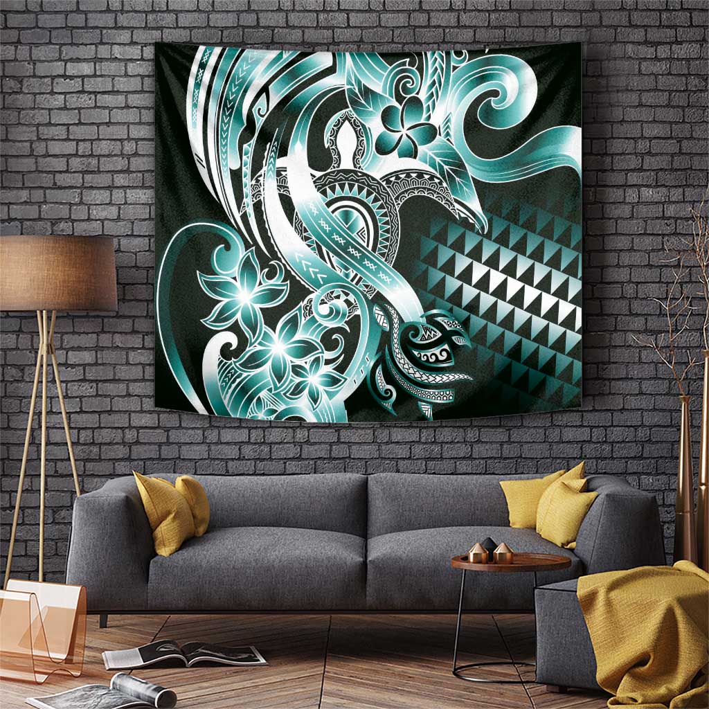 Aloha Turquoise Tribal Honu Tattoo Tapestry LT9 Turquoise - Polynesian Pride
