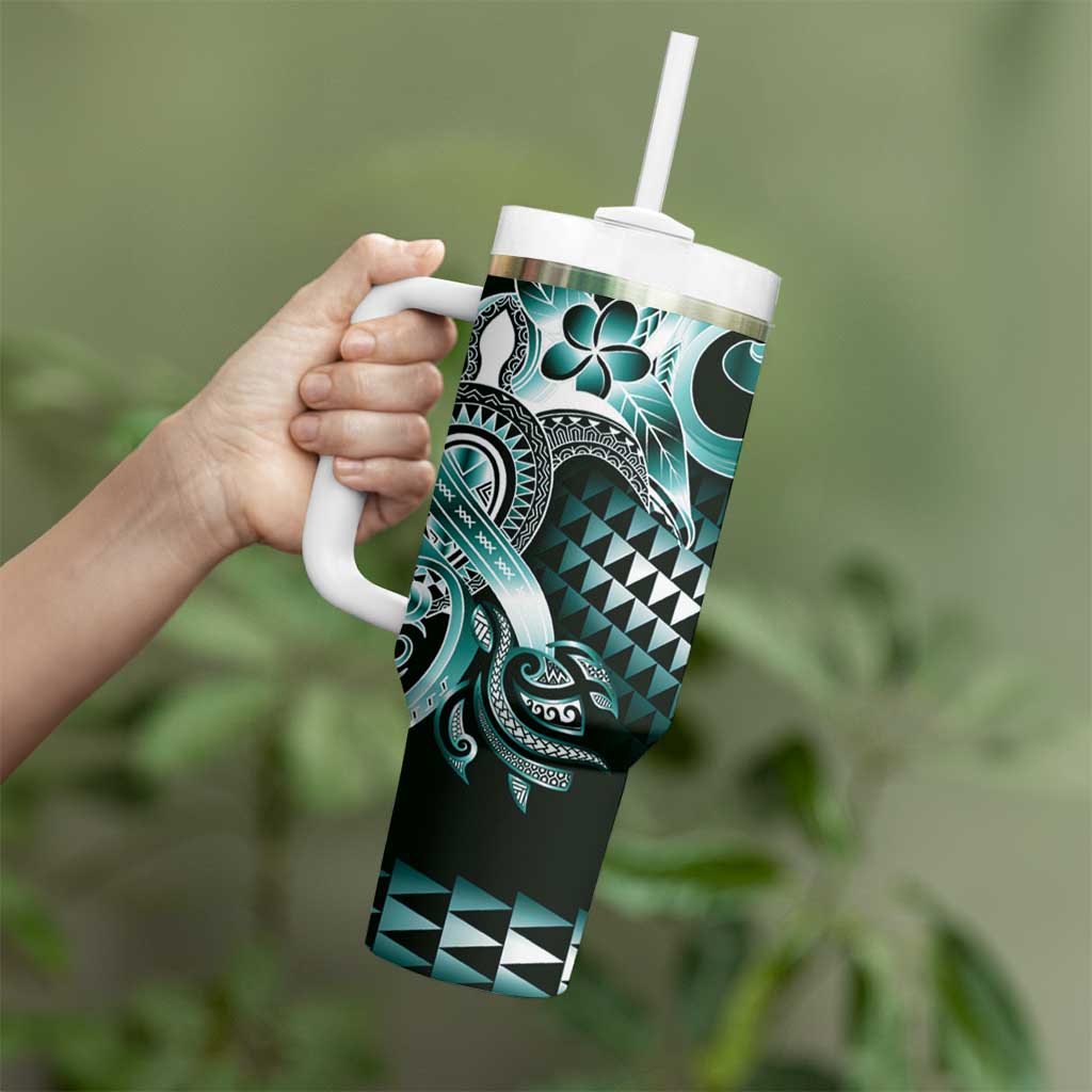 Aloha Turquoise Tribal Honu Tattoo Tumbler With Handle LT9 - Polynesian Pride